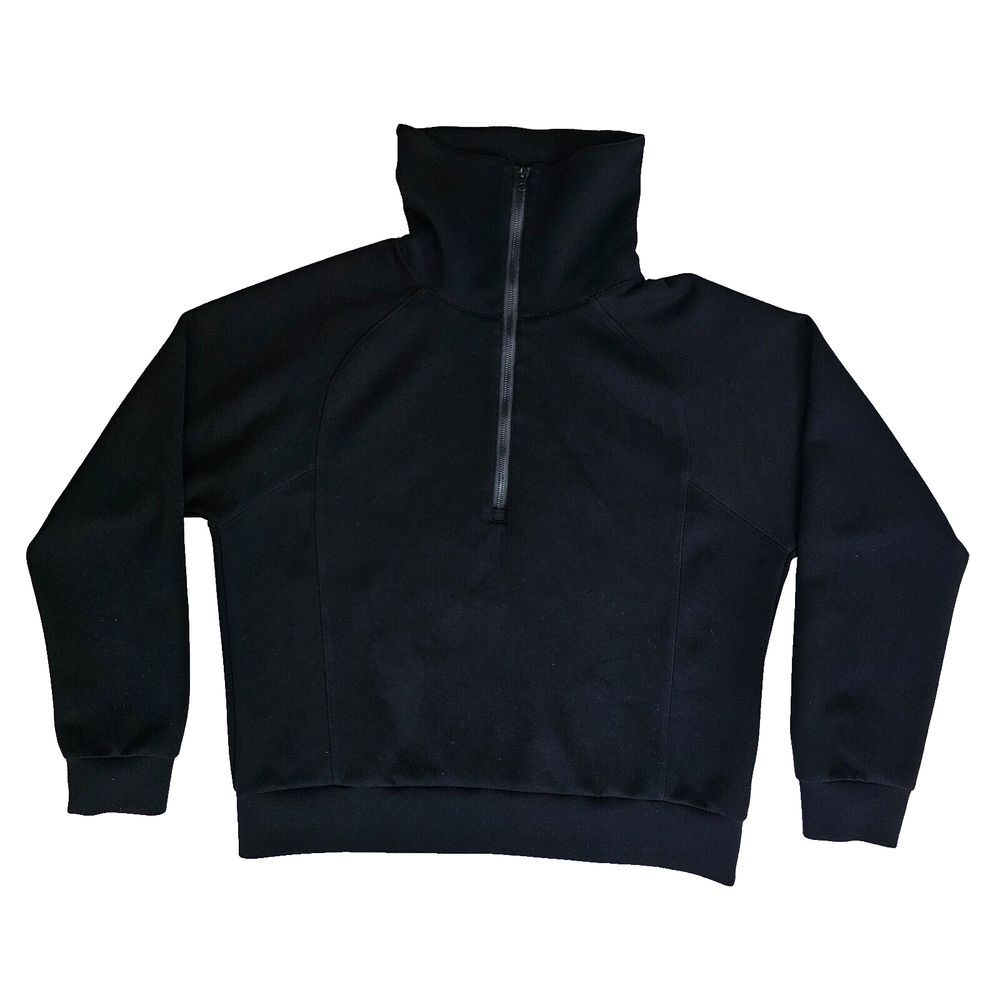 Anrabess  1/2 Zip Women's Size L Black Long Sleeve Top‎ Athleisure Relaxed Fit